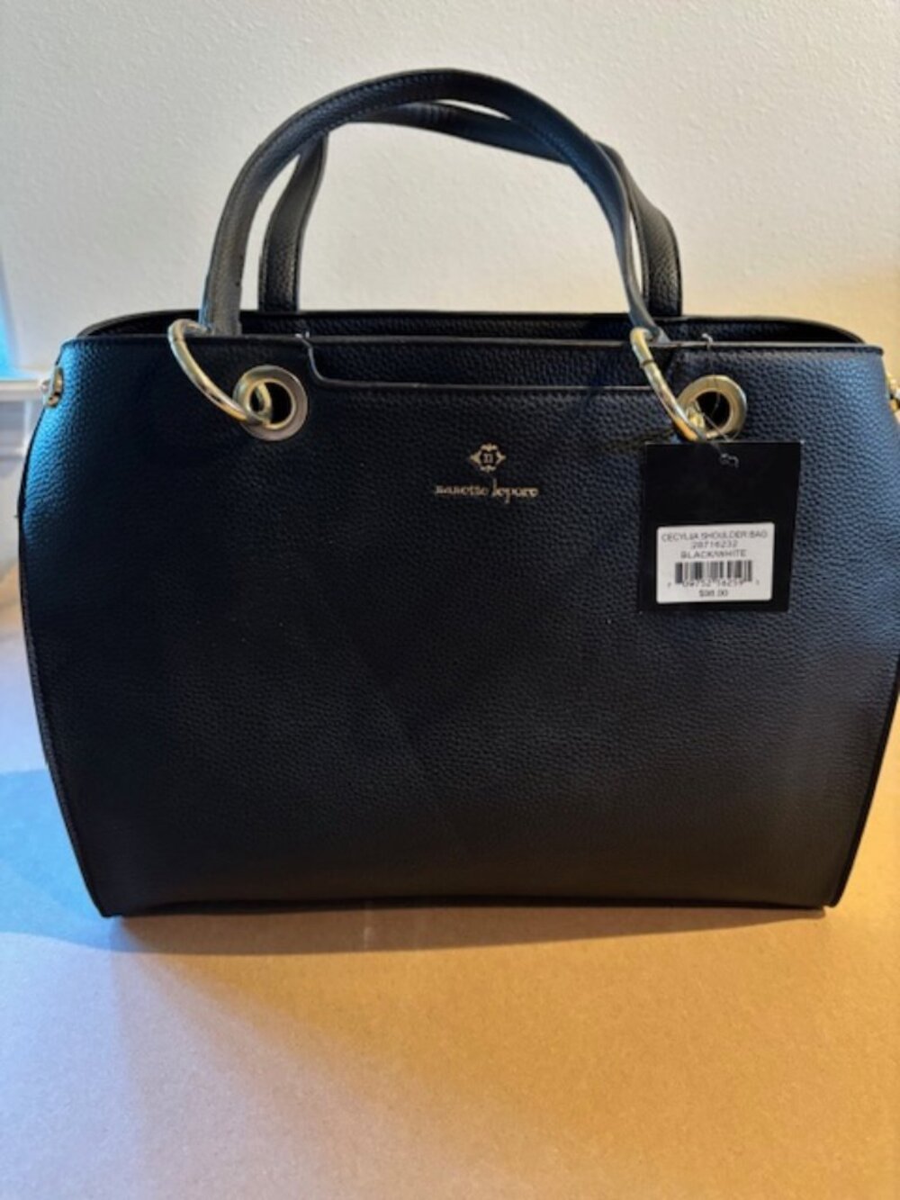 Nanette Lepore Vegan Leather Bag Black/White sides Shoulder Bag NEW